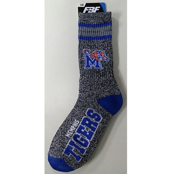 🆕🏈🏀 UNIVERSITY OF MEMPHIS TIGERS 4-STRIPE CREW SOCKS - Picture 2 of 2